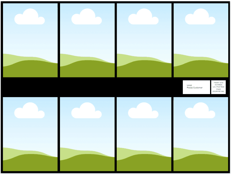 Around the Block mailer layout mockup